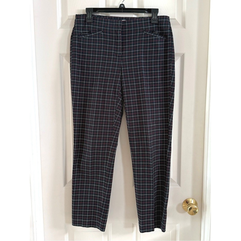 J. Jill Black Red White Plaid Ankle Pants Trousers Women 8
